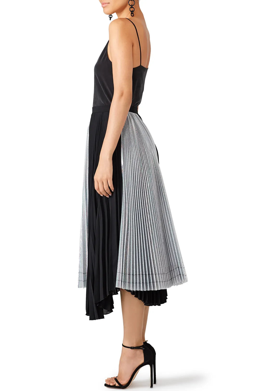 Delfi Collective Eliza Asymmetrical Black and Silver Skirt - Size Medium