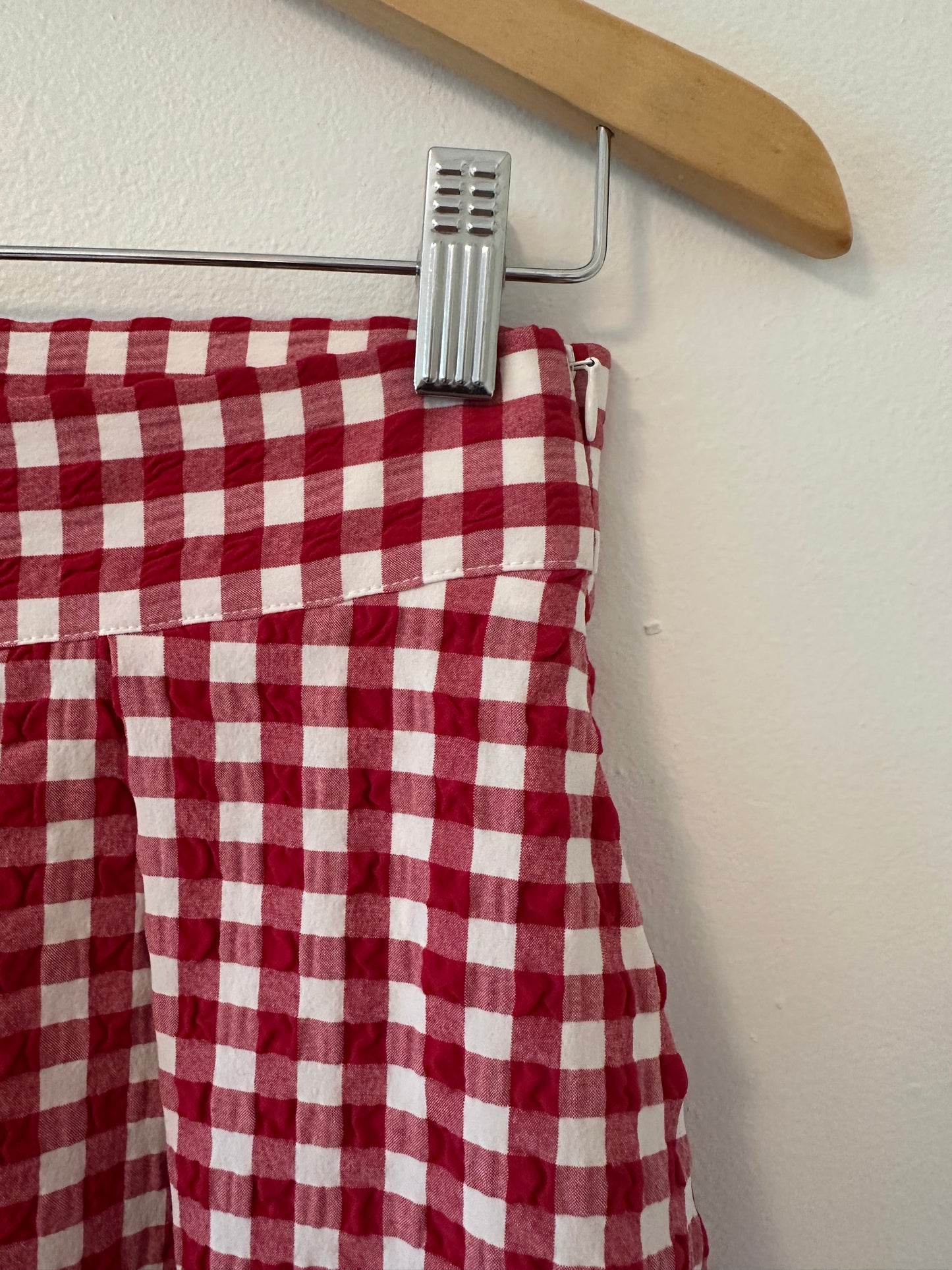 Zara Red and White Gingham Pleated Skort - Size Medium