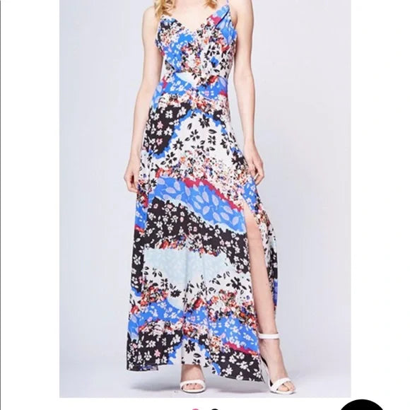 Yumi Kim "Kat" Maxi Flower Print Silk Dress - Size Large