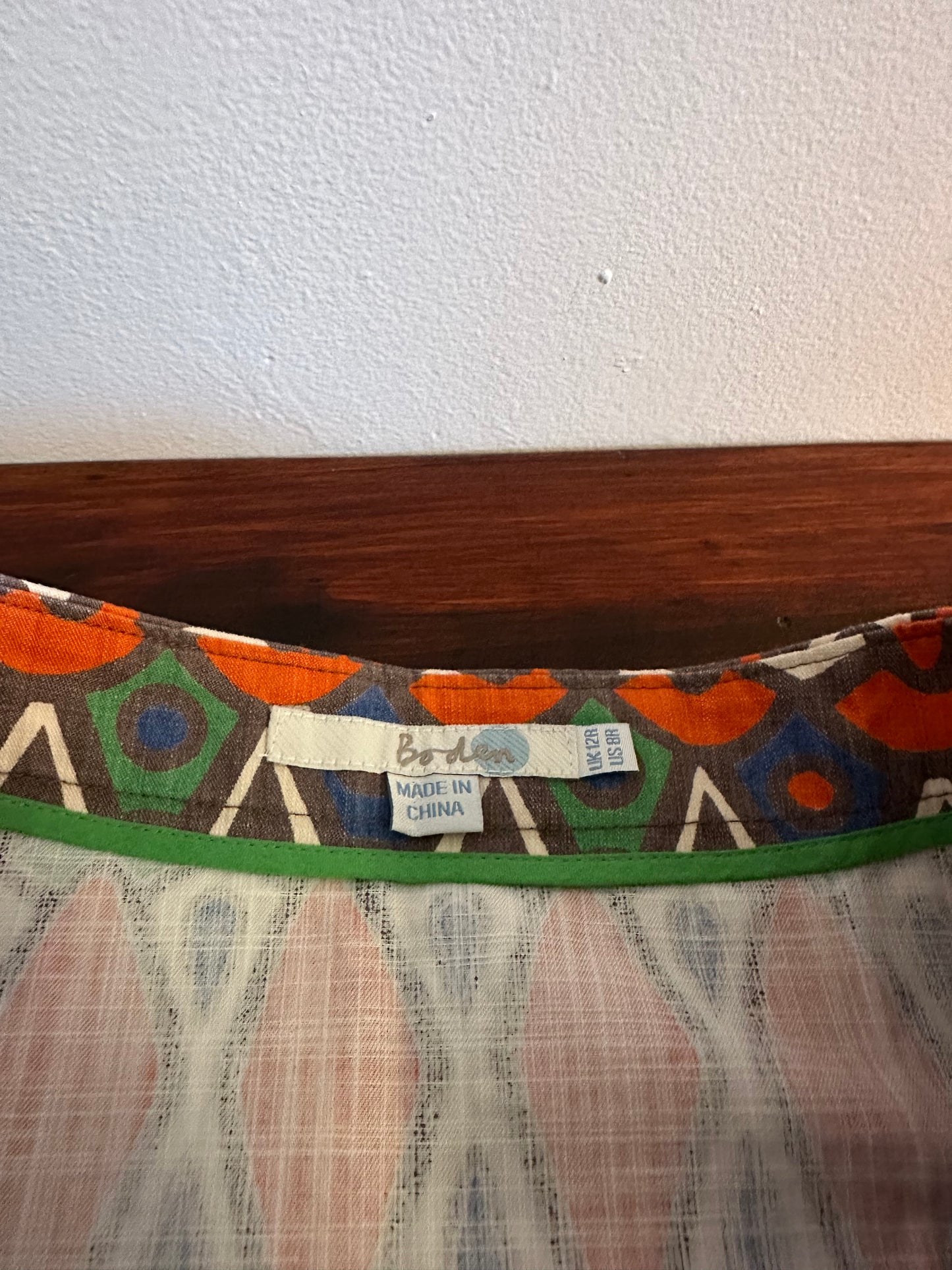 Boden Theodora A-Line Skirt in Blue, Green, and Orange Pattern - Size 8
