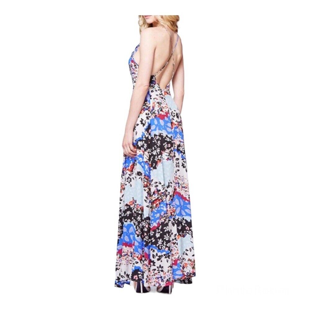 Yumi Kim "Kat" Maxi Flower Print Silk Dress - Size Large