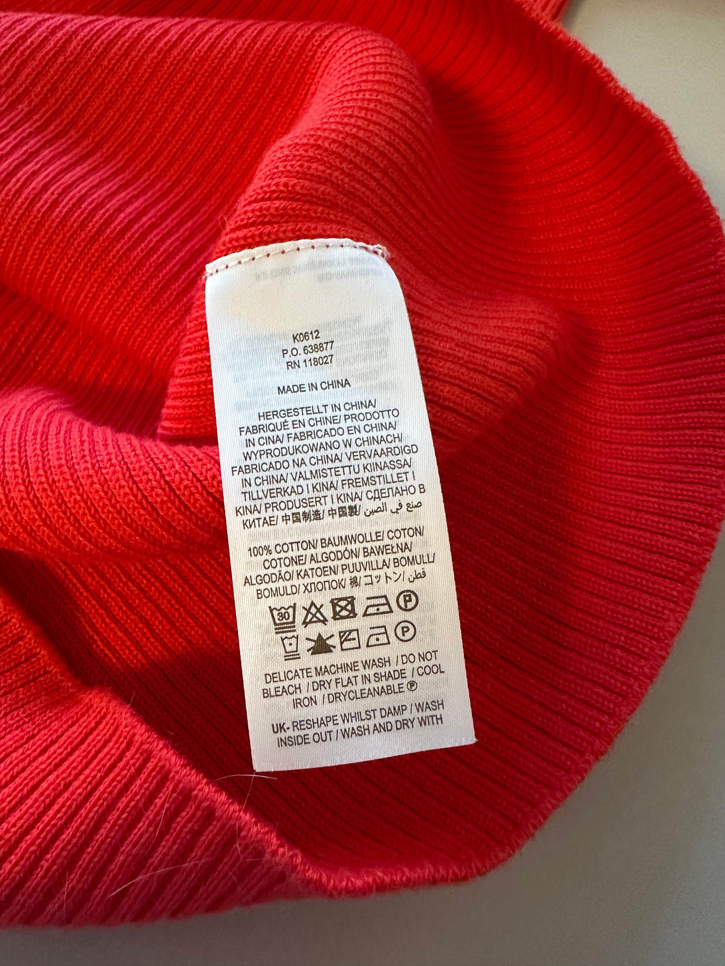 Boden Poppy Red Women's Ribbed Lightweight Cotton Sweater | Size 8
