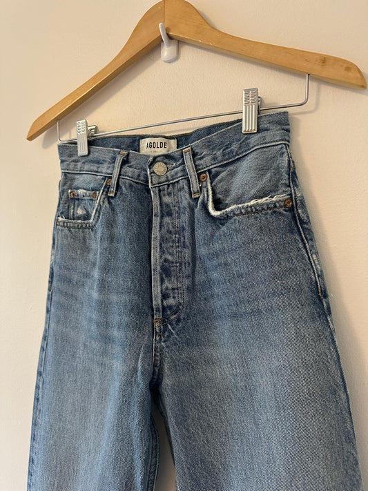 Agolde Classic Blue Denim 90s Pinch Waist Jeans - Size 24