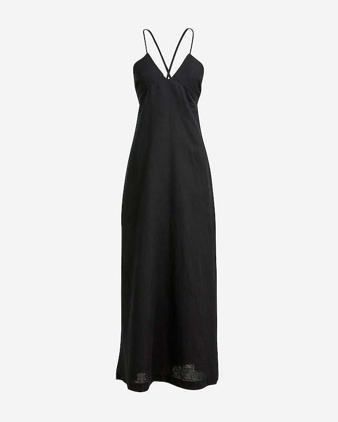 J. Crew Cross Back Beach Maxi Dress in Linen Cotton Blend | Size Small