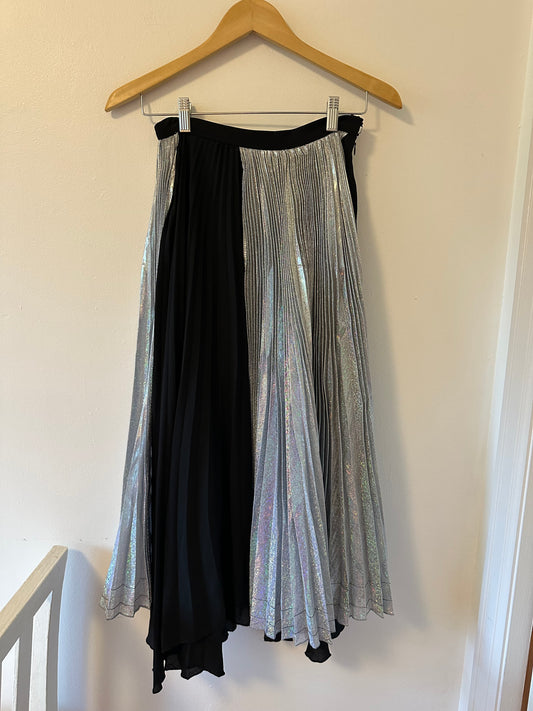Delfi Collective Eliza Asymmetrical Black and Silver Skirt - Size Medium