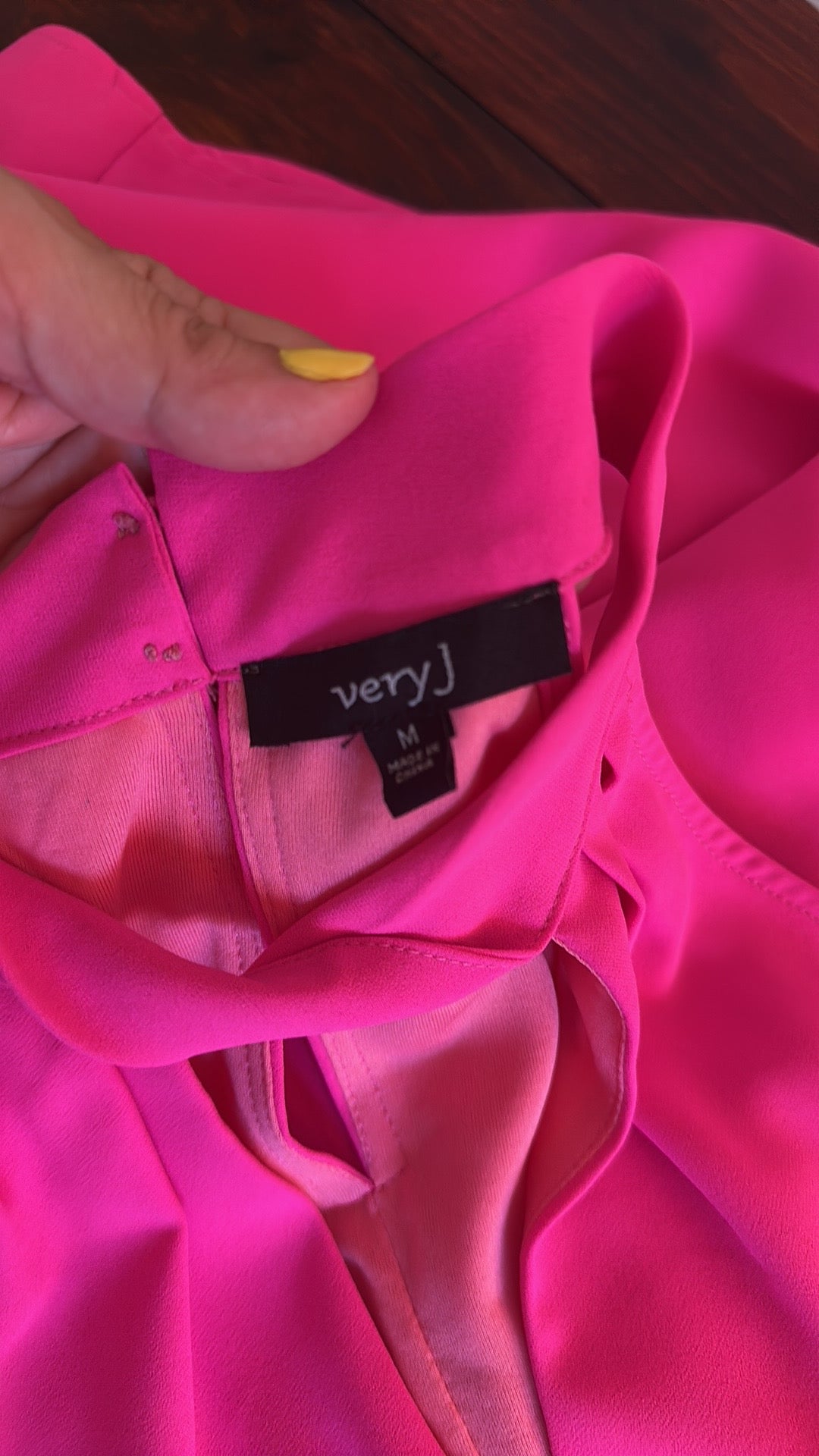 Very J Bright Pink Halter Mini Dress - Size Medium