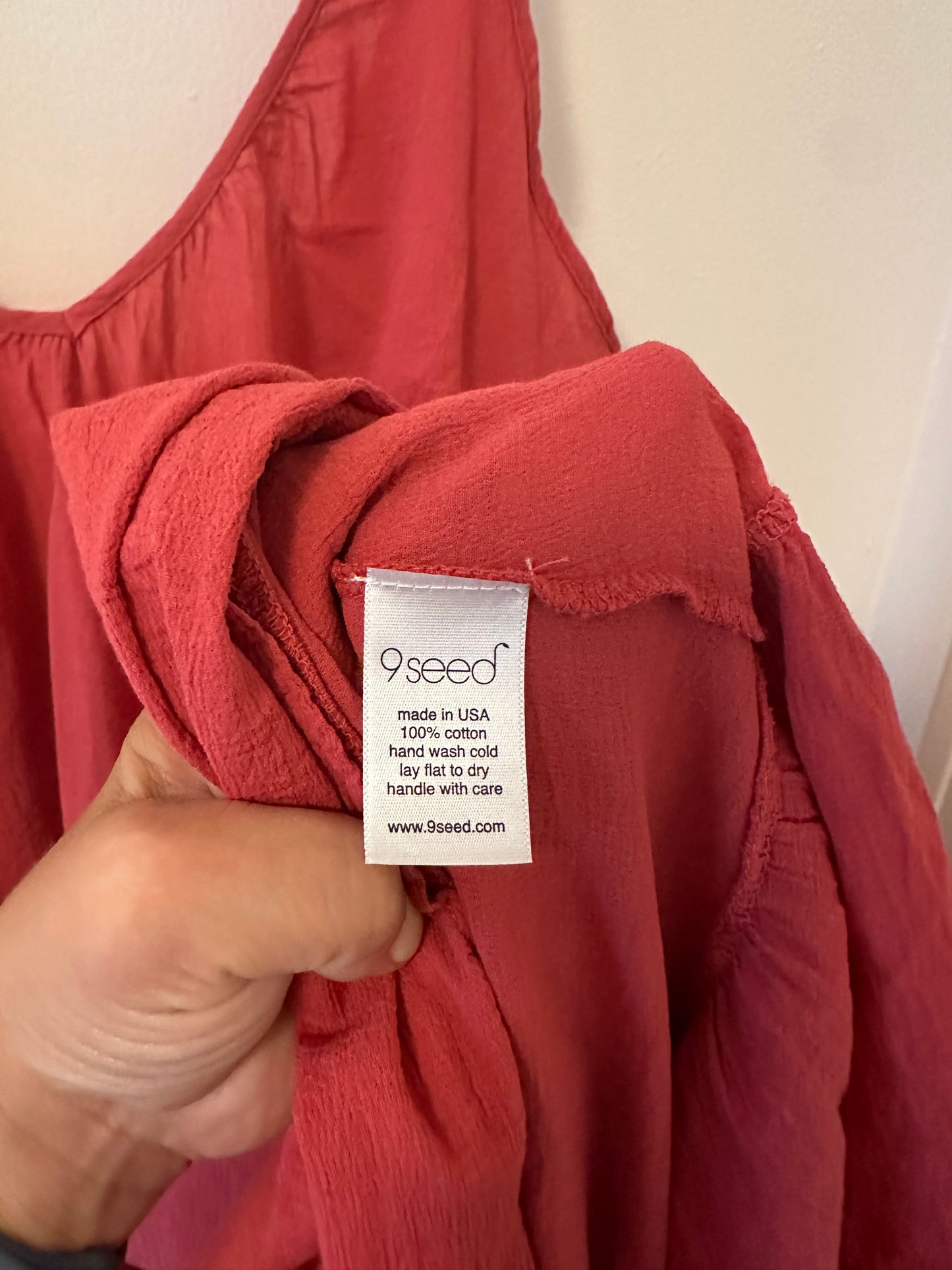 9seed Paloma Cotton Ruffle Maxi Dress in Guava
