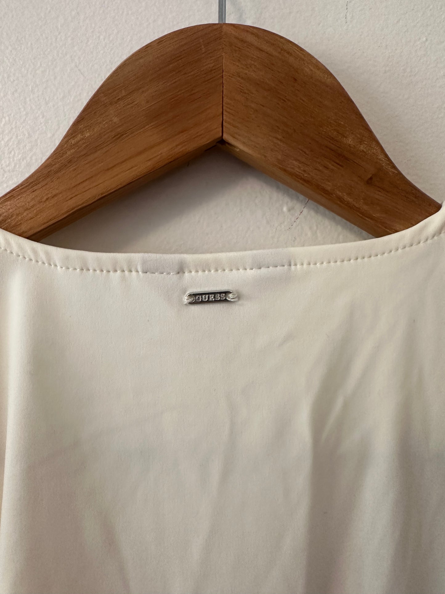 Guess Women's White V-Neck Smoothing Sleeveless Bodysuit | Size Small