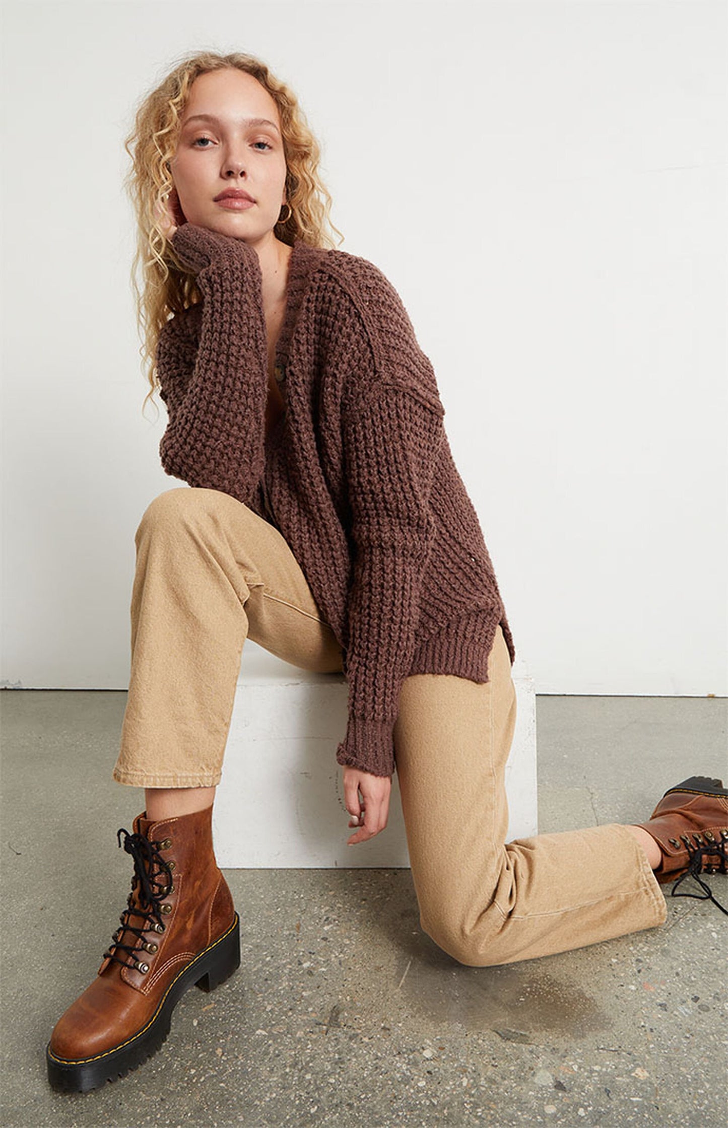 Free People Whistle Thermal Henley Long Sleeve Top - Size XS
