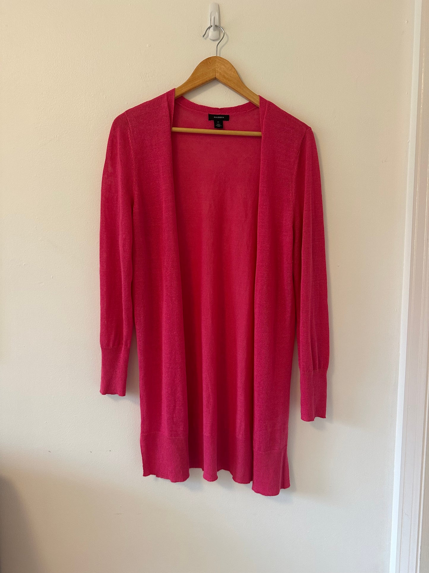 Halogen Lightweight Open Front Tunic Length Cardigan | Size Medium