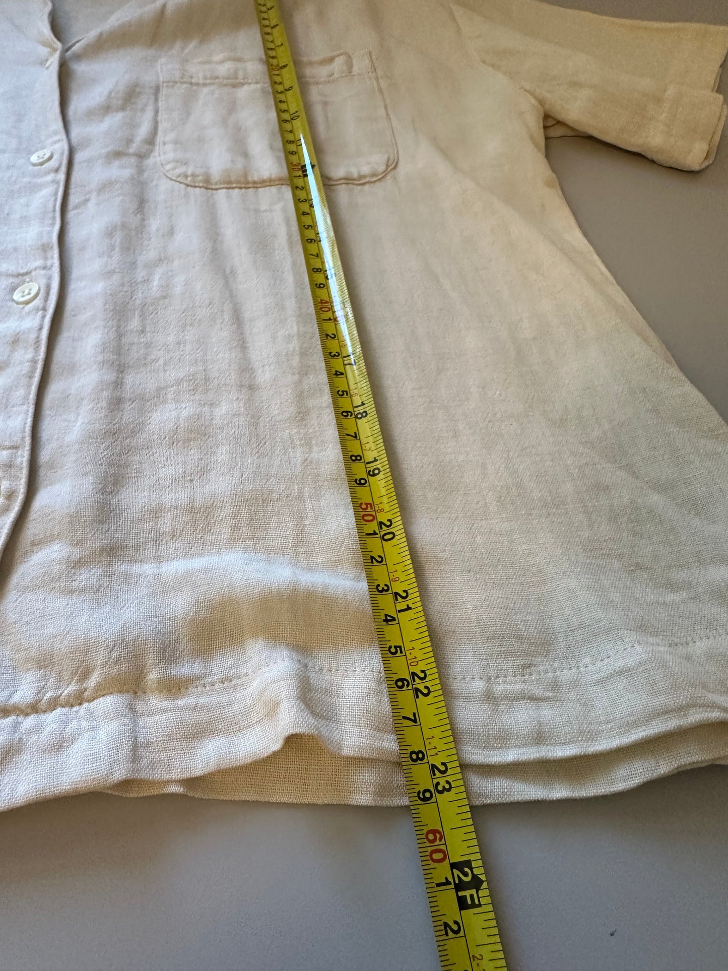 Thread & Supply Off-White Collared Linen Blend Shirt | Size Medium