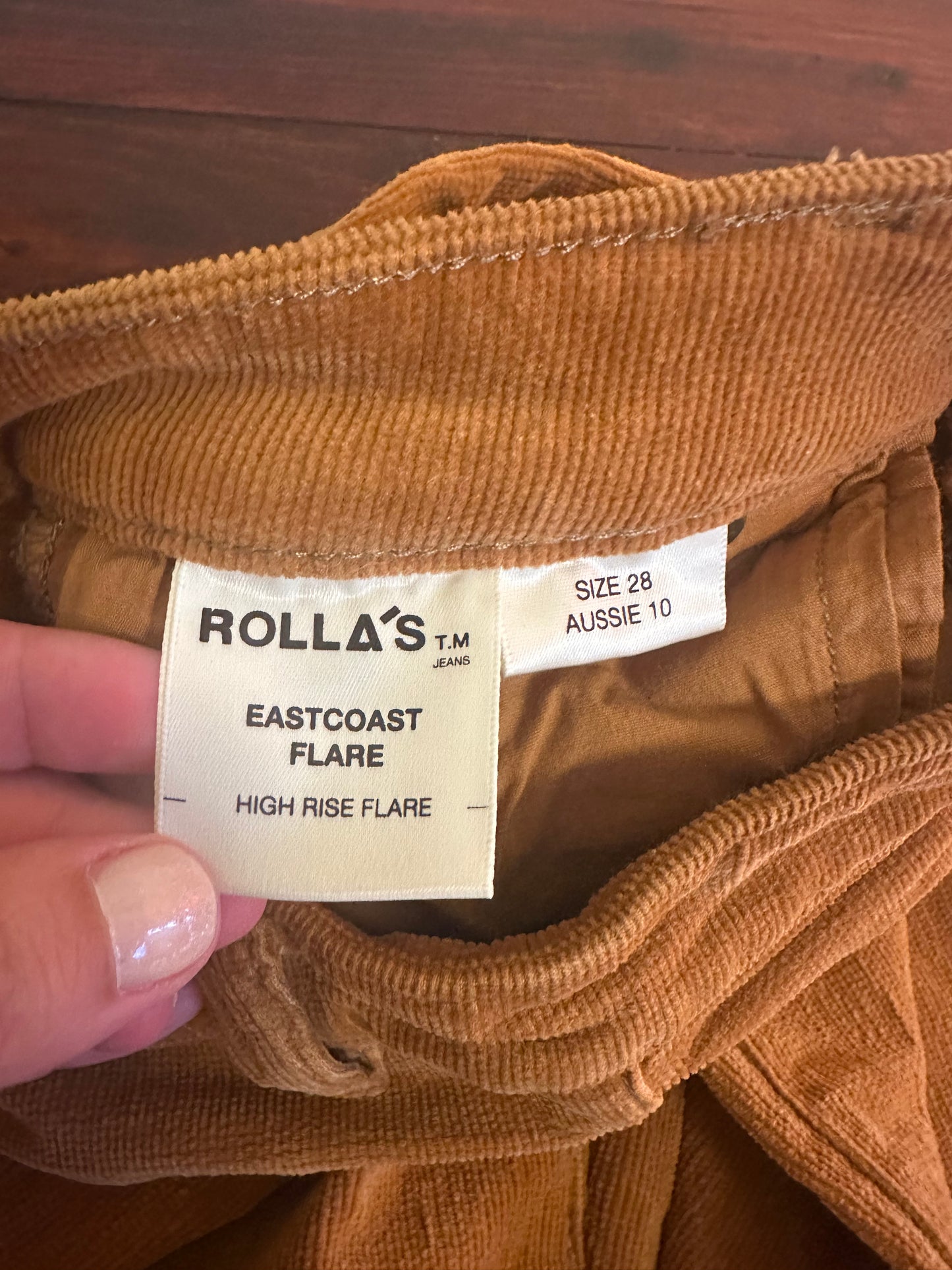 Rolla's Eastcoast High Rise Flare - Tan Corduroy - Size 28