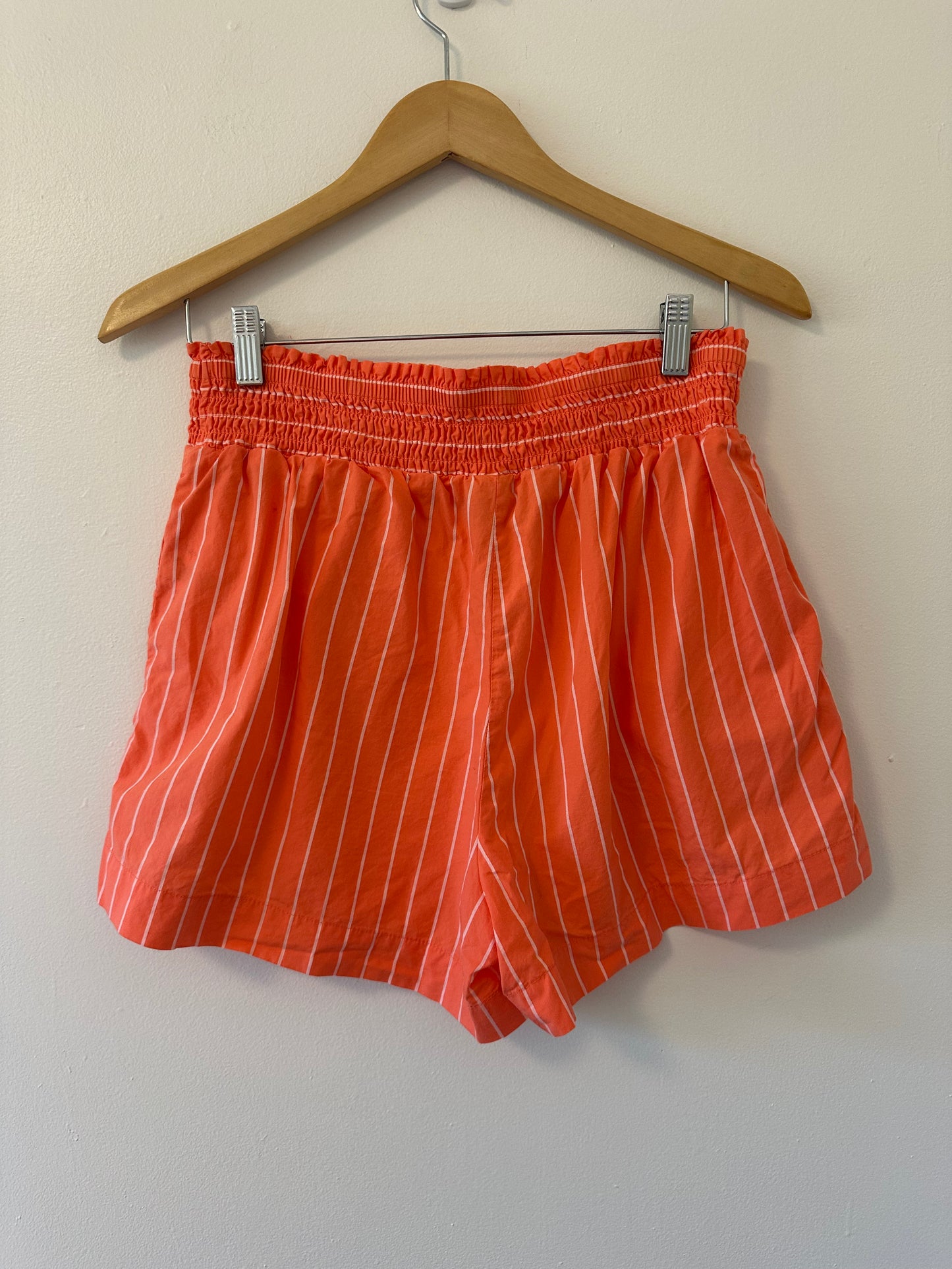a new day Women's High Waist Coral Striped Shorts - Size Medium