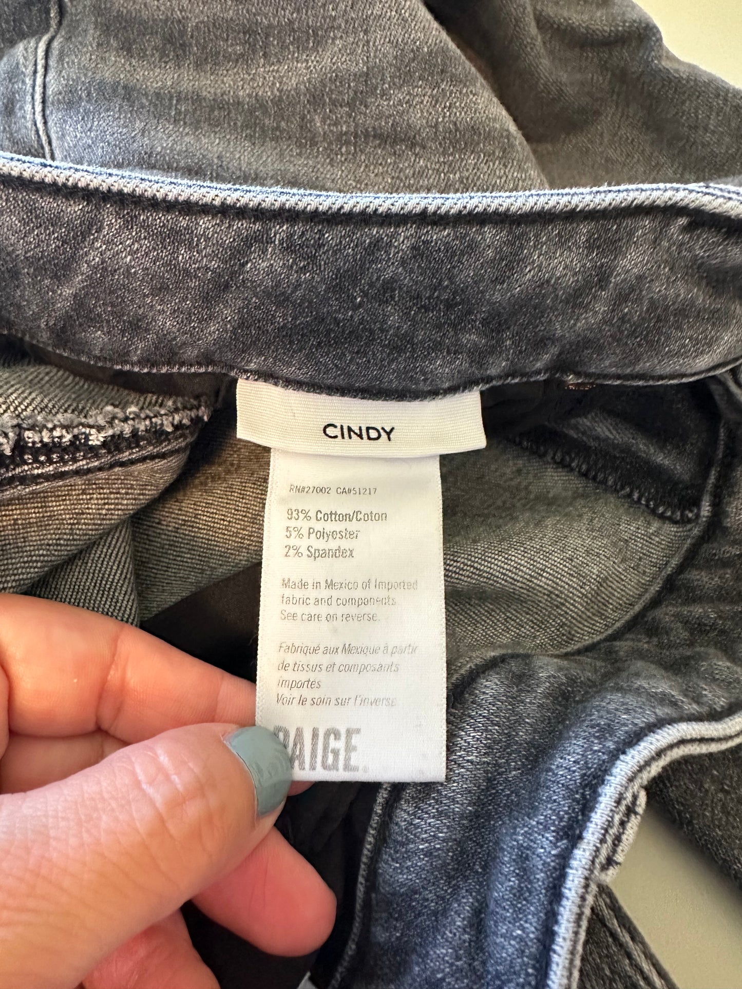 PAIGE Cindy Straight Leg Jeans in Distressed Gray | Size 34