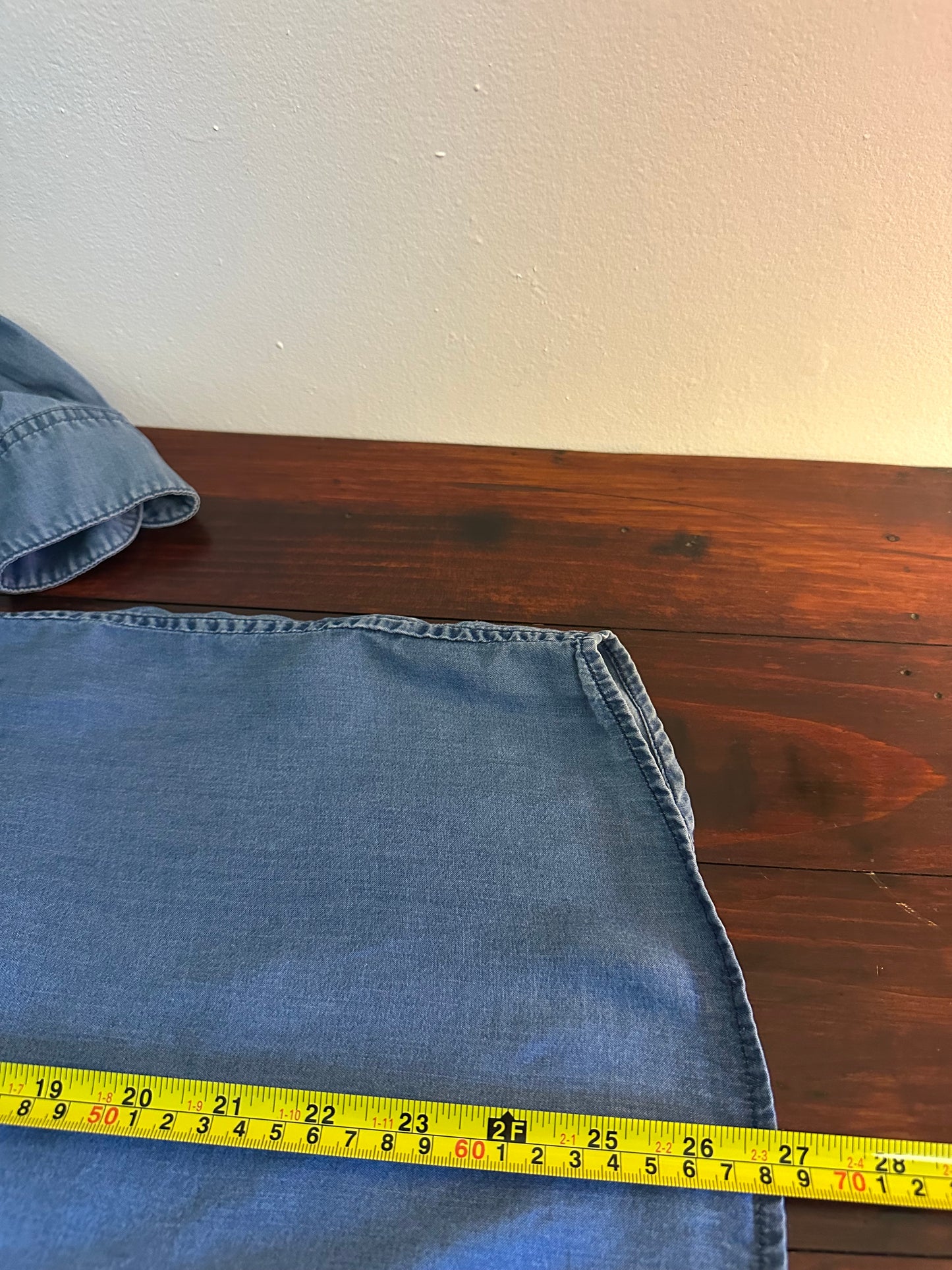 Boden Split Neck Blue Denim Popover Blouse - Size 10