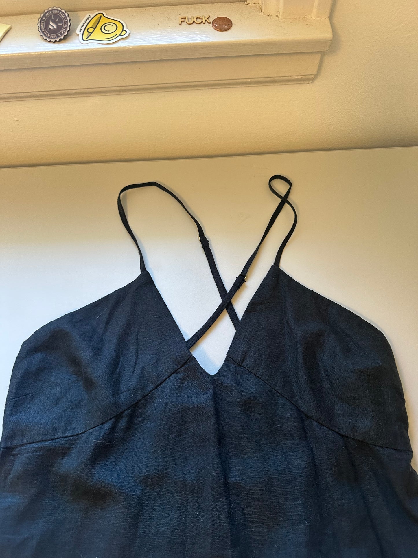 J. Crew Cross Back Beach Maxi Dress in Linen Cotton Blend | Size Small