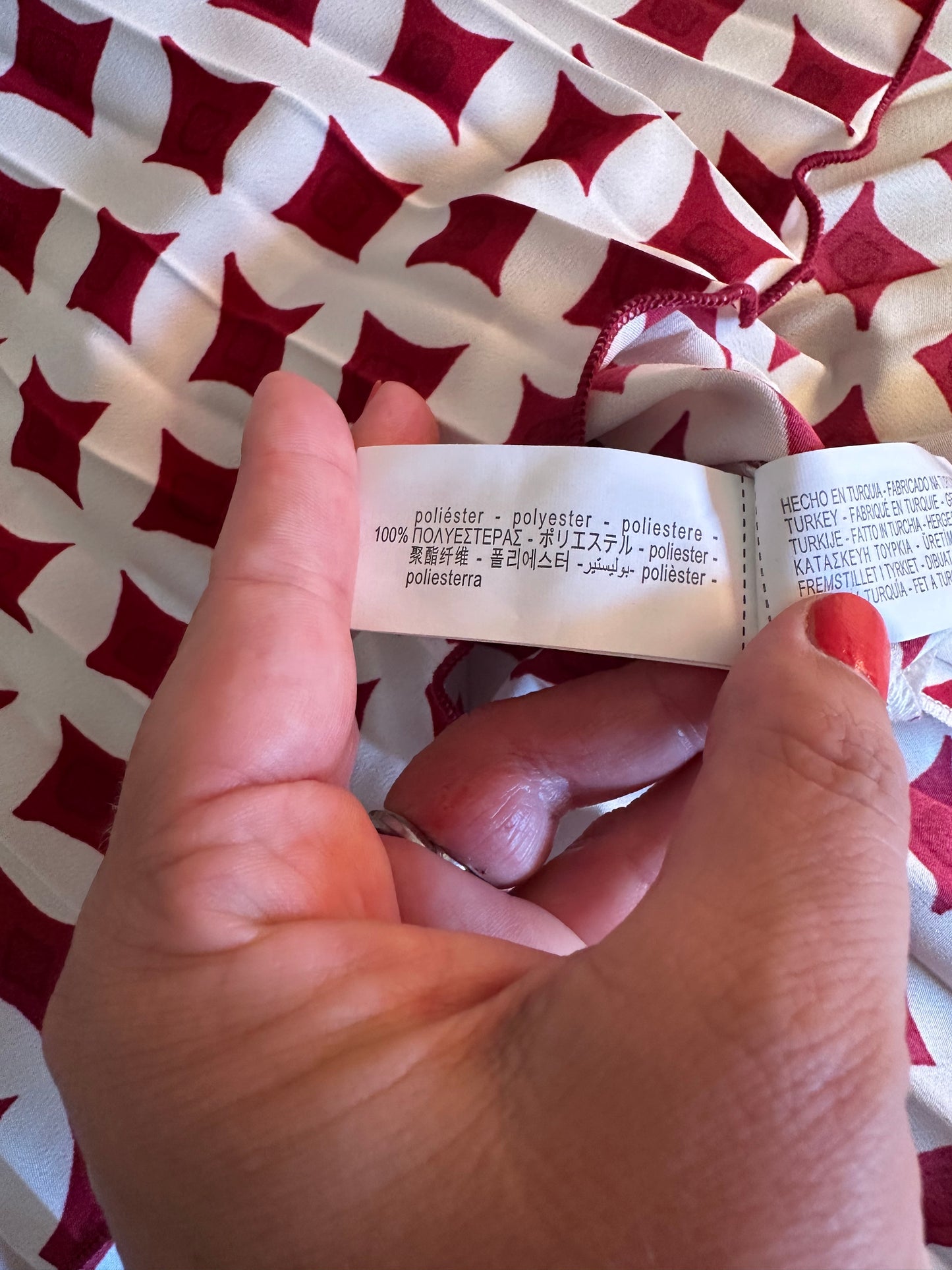 Zara Pleared Red and White Skirt - Size Medium