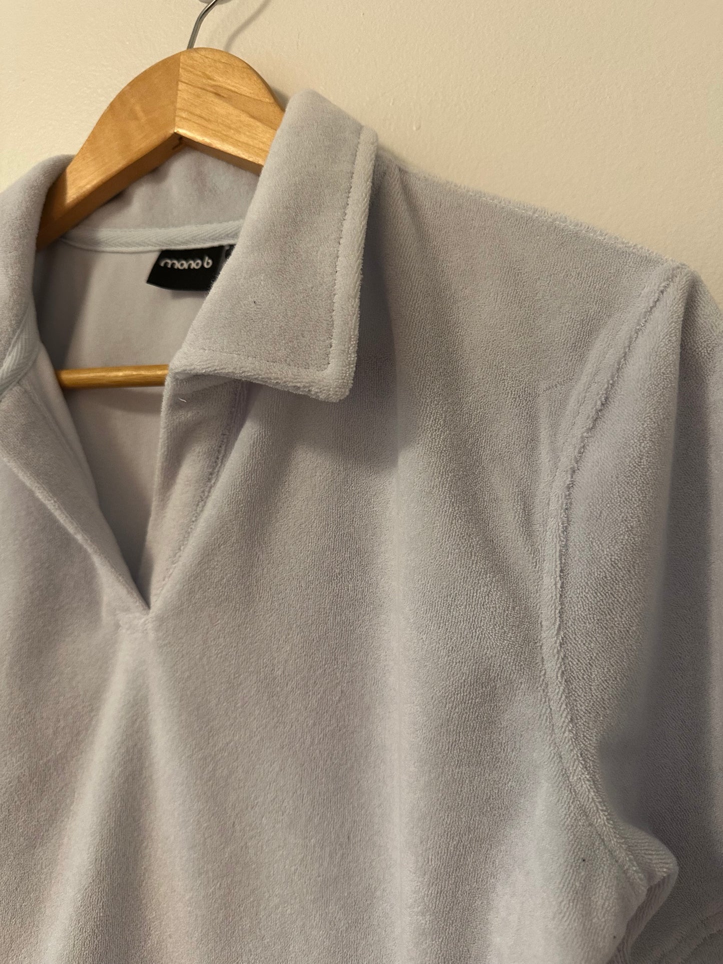 Mono B - Light Blue Terrycloth Polo and Shorts Set | Size Small