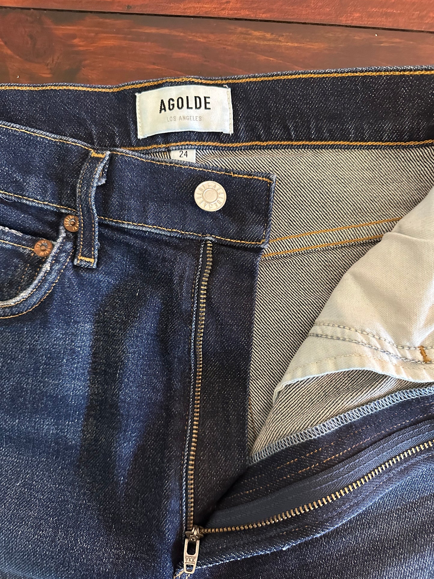 Agolde 90s Pinch Waist Ultra High Rise Dark Blue Jeans - Size 24