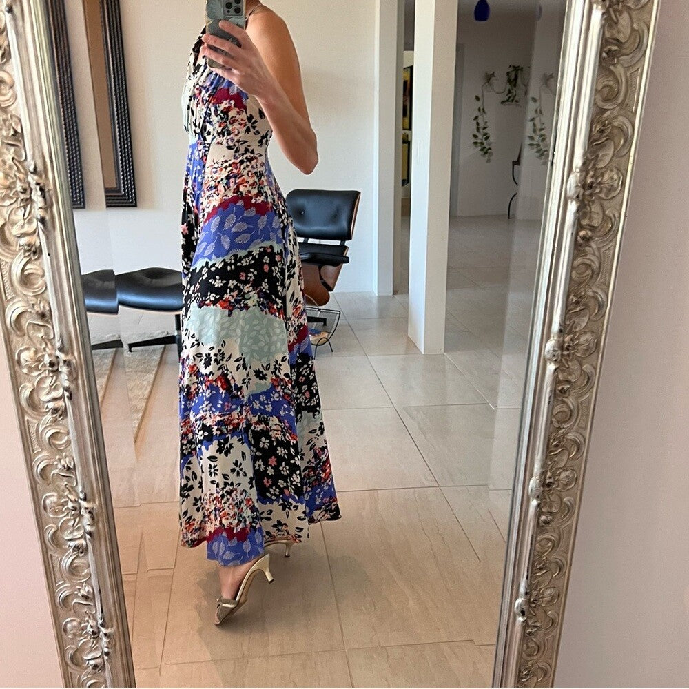 Yumi Kim "Kat" Maxi Flower Print Silk Dress - Size Large