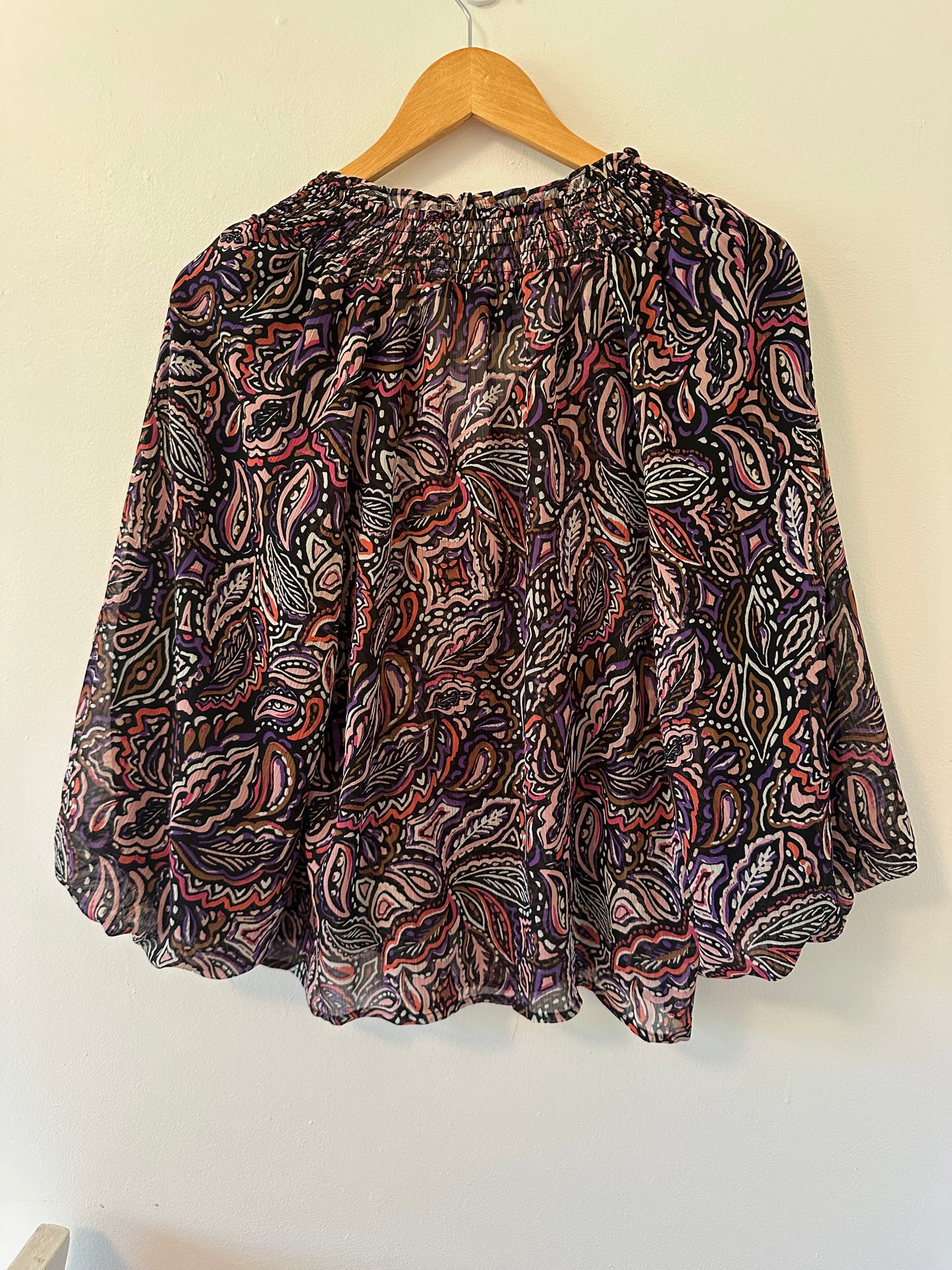 Sanctuary Paisley Print Smock Neck Top in Purple Pattern - Size XS