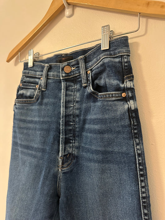 Mother Tippy Top Frisky Flood High-Rise Slim Cropped Fray Jeans - Size 24