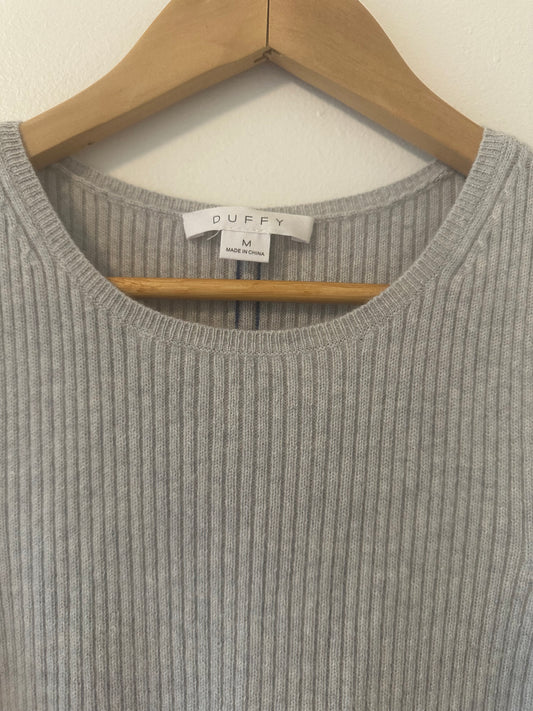 Duffy Cashmere Gray Ribbed Sleeveless Top Size Medium