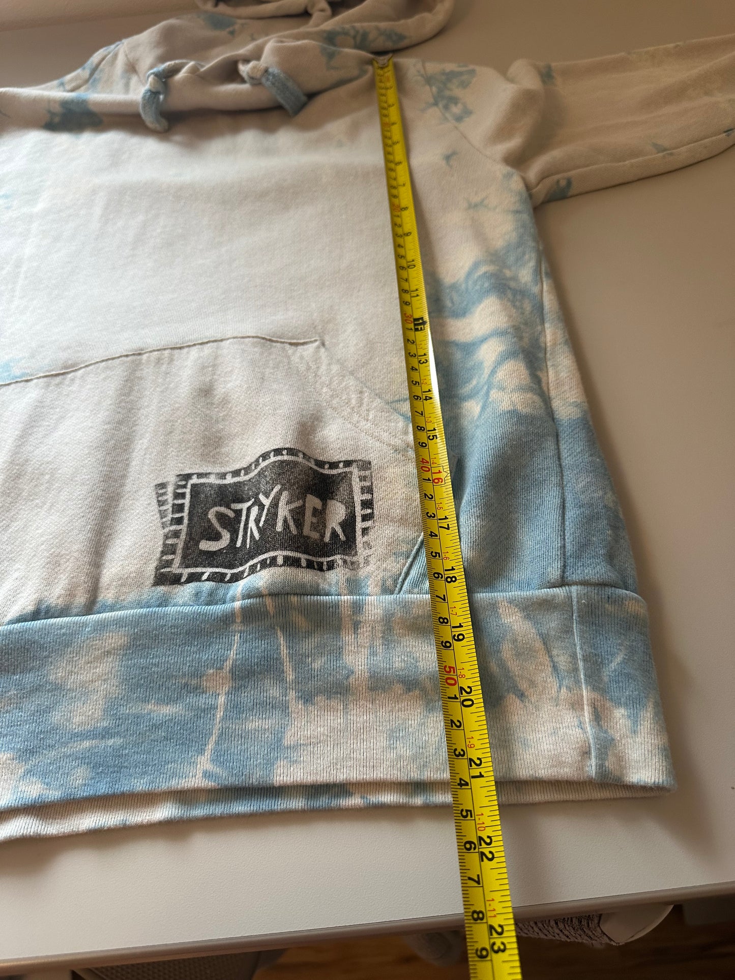 Vintage Blue Tie-Dye Cotton Hoodie Sweatshirt