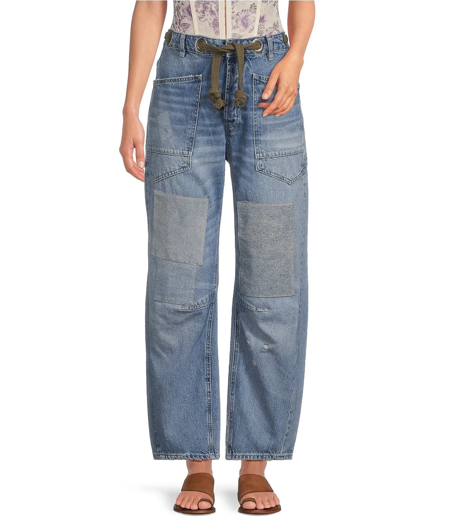 We The Free Moxie Pull-On Barrel Jeans In Truest Blue - Size 27
