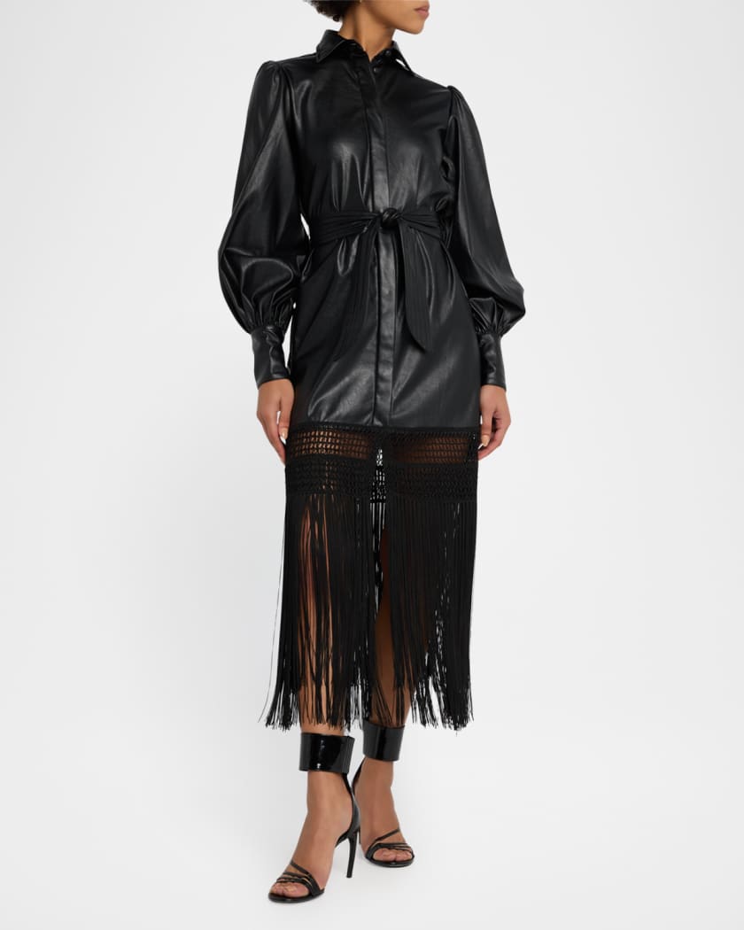 No Pise La Grama Black La Victoria Long-Sleeve Fringe Dress | Size 8