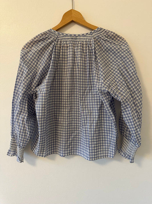 Rails Mariah Gingham Smocked Cotton Blouse in Carolina Gingham Size XS