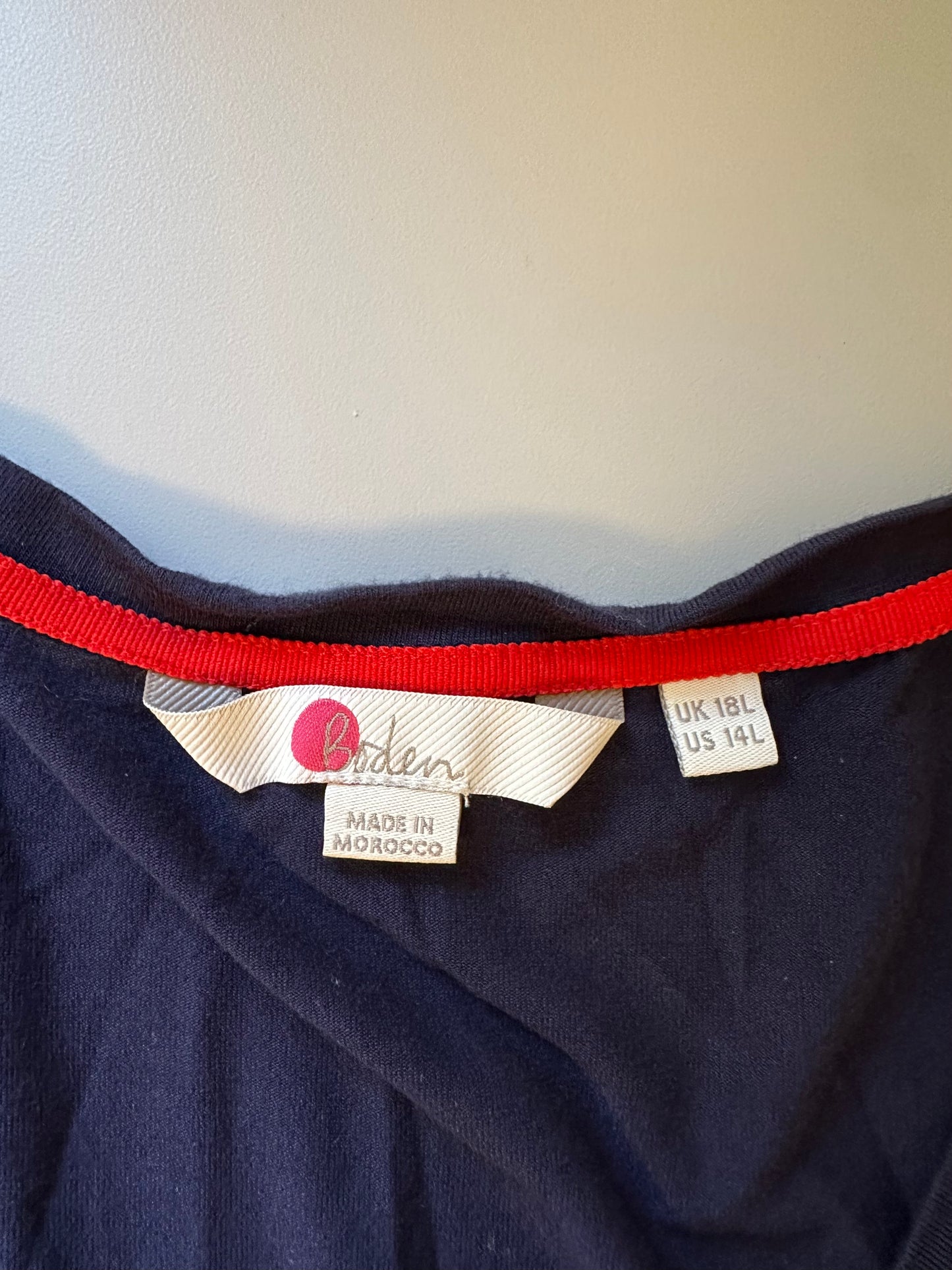 Boden Navy Long Sleeve Jersey V-Neck Dress | Size 14L