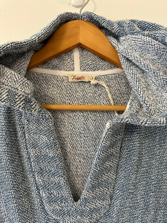 Faherty Beach Terry Hoodie in Whitewater Blue - Size Large