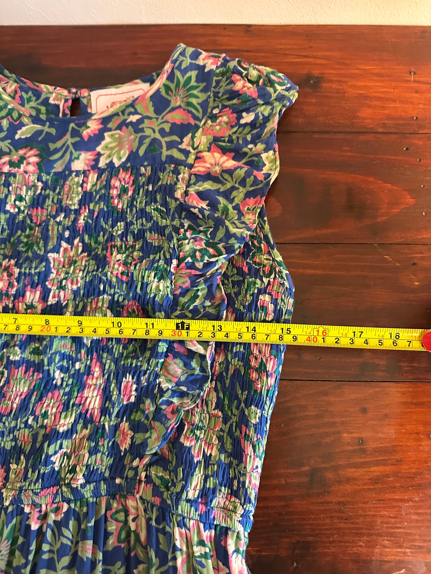 Banjanan Voile Iris Dress in Surf Floral - Size Medium