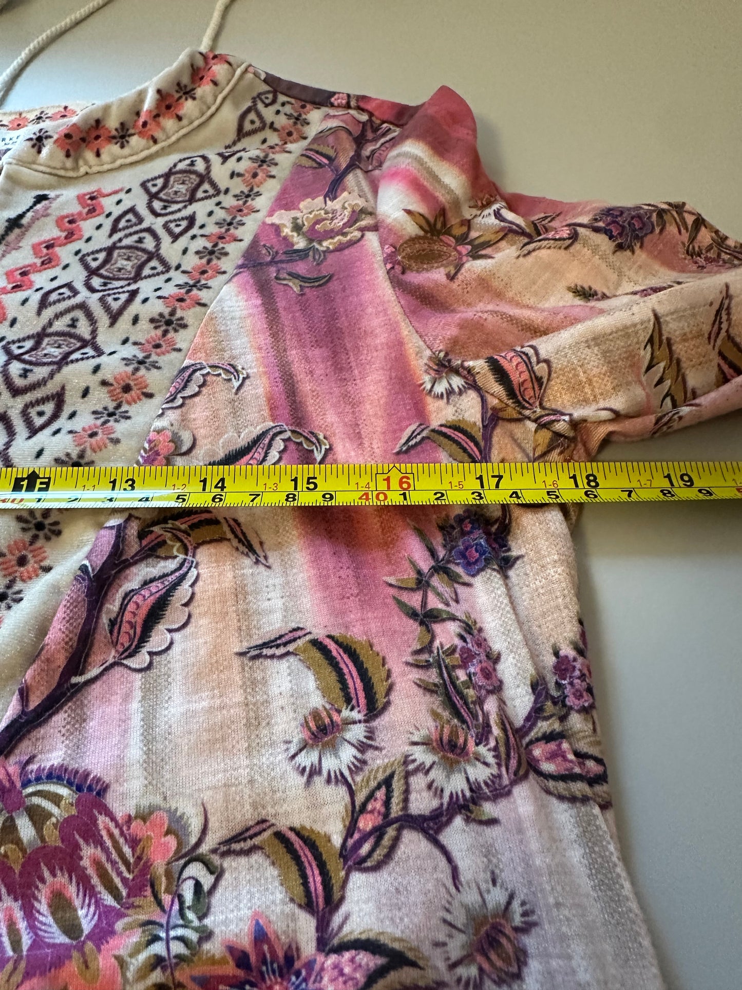 Farmers Market - Boho Floral Women's Blouse in Pink and Cream | Size Small