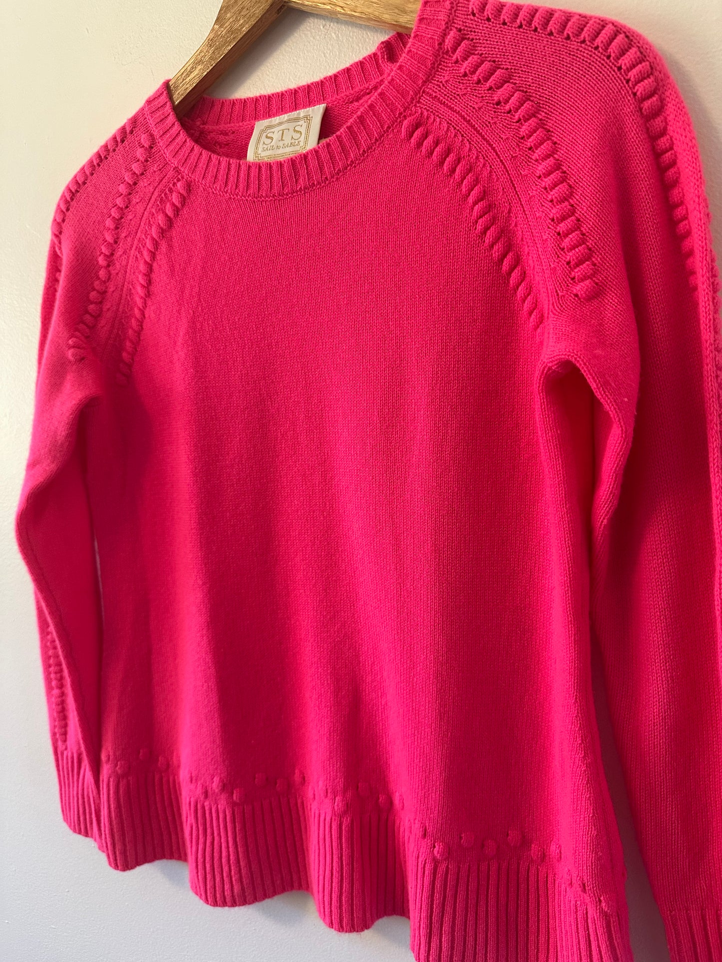 Sail to Sable Bright Pink Crew Neck Wool and Cashmere Sweater | Size Small