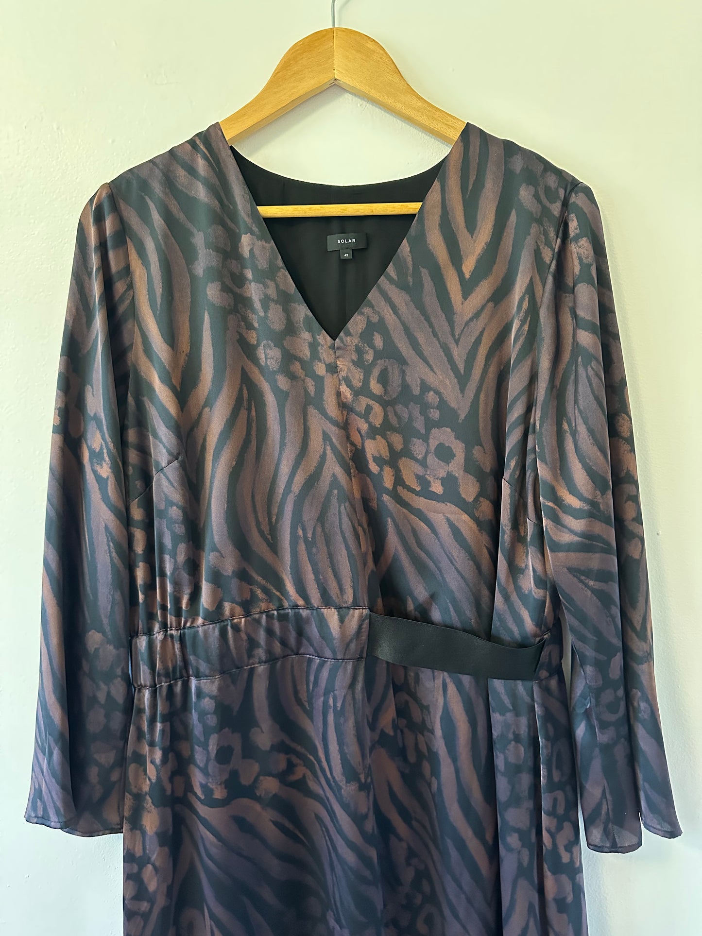 Solar Black and Brown Patterned Dress | Size EU 42
