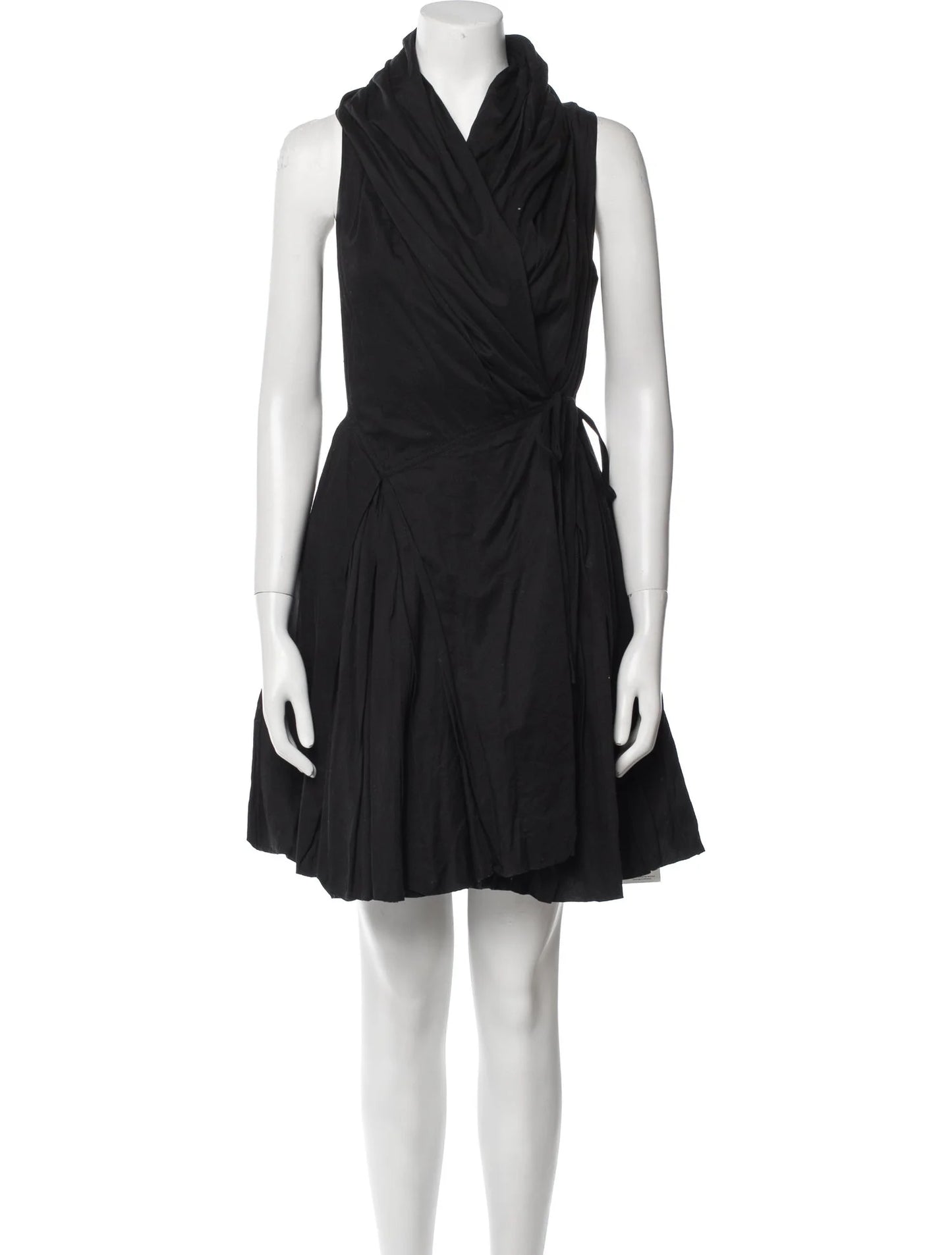 All Saints Black Cowl Neck Sleeveless Bubble Hem Cotton Mini Dress | Size 8