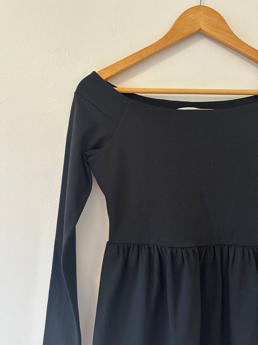 Susana Monaco Black Long Sleeve Boat Neck Mini Dress - Size Small