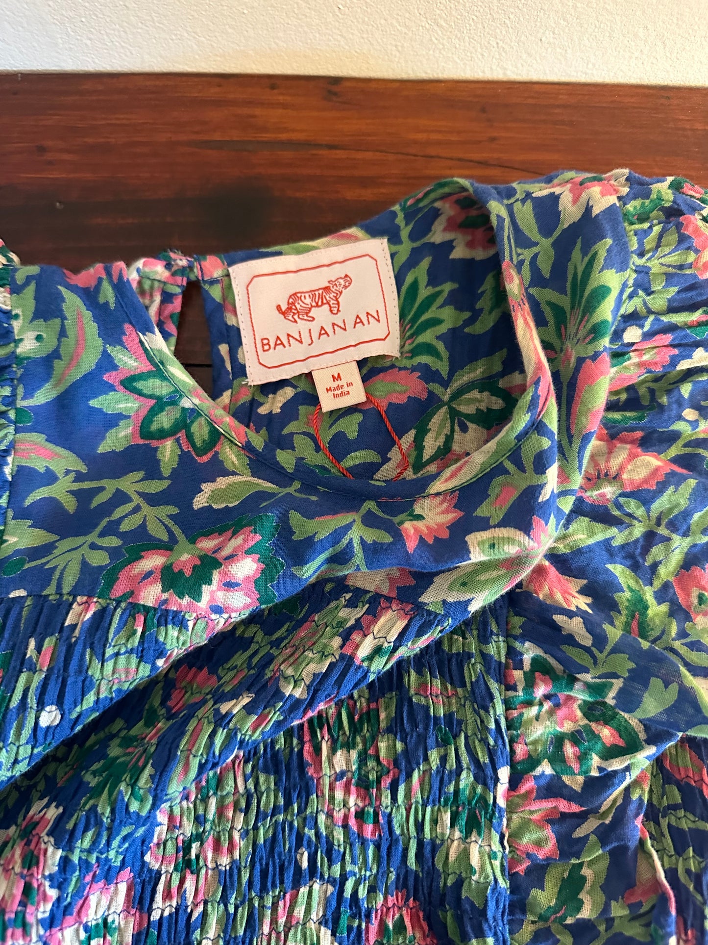 Banjanan Voile Iris Dress in Surf Floral - Size Medium