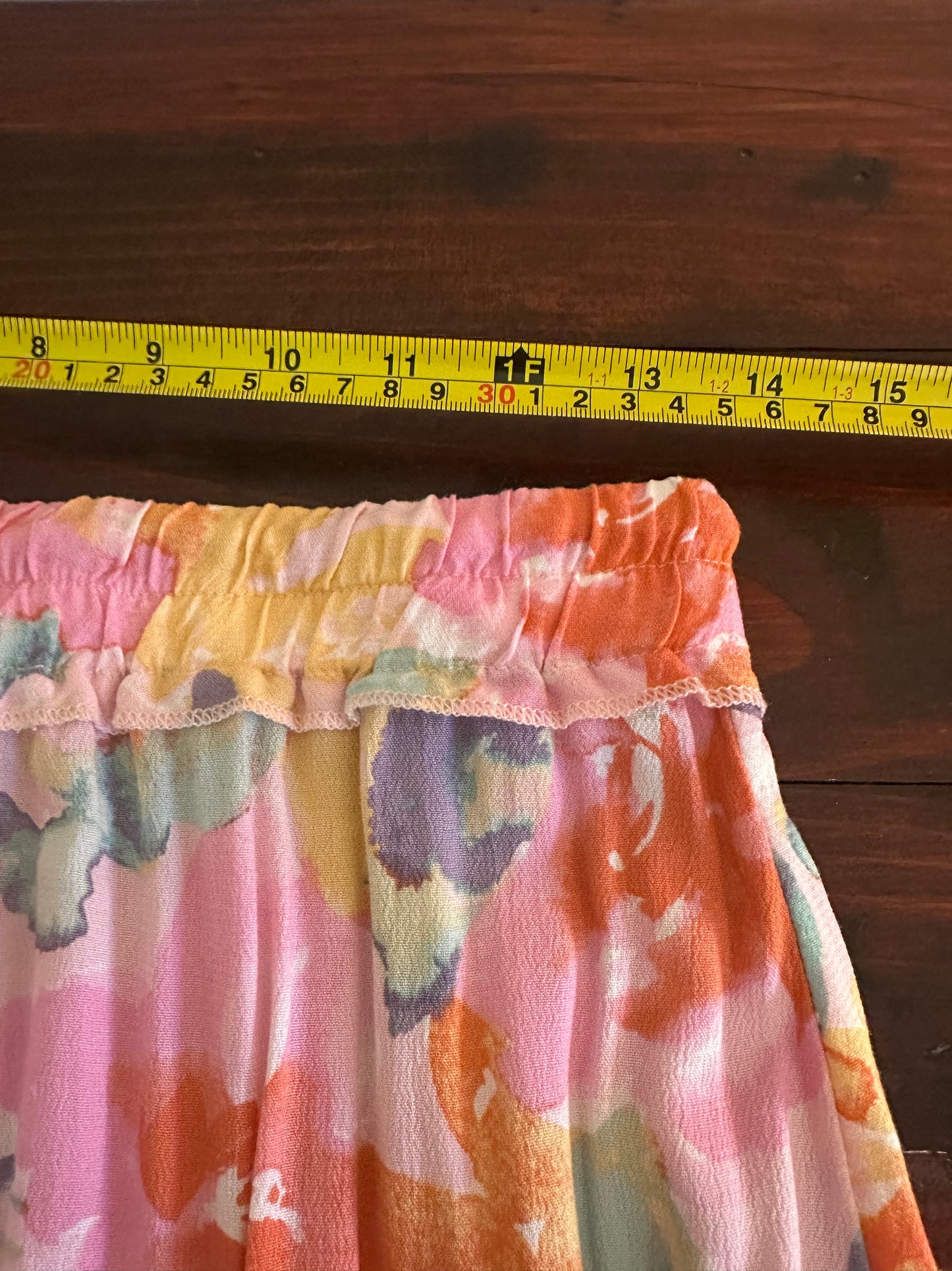 Olivaceous Pink Multicolor Floral Ruffle Mini Skirt - Size Medium