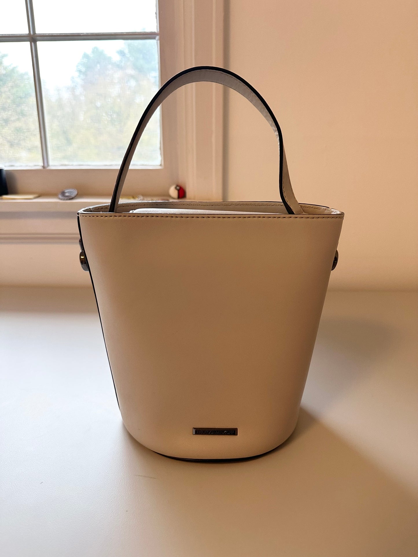 Rebecca Minkoff Cream Kate Small Bucket Bag in Putty Leather