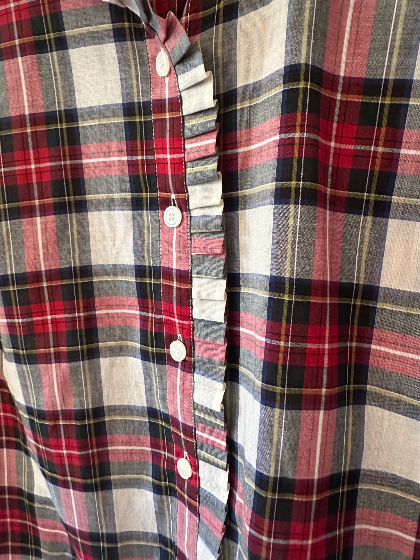J. Crew Tartan Plaid Ruffle Button Down Shirt | Size Small