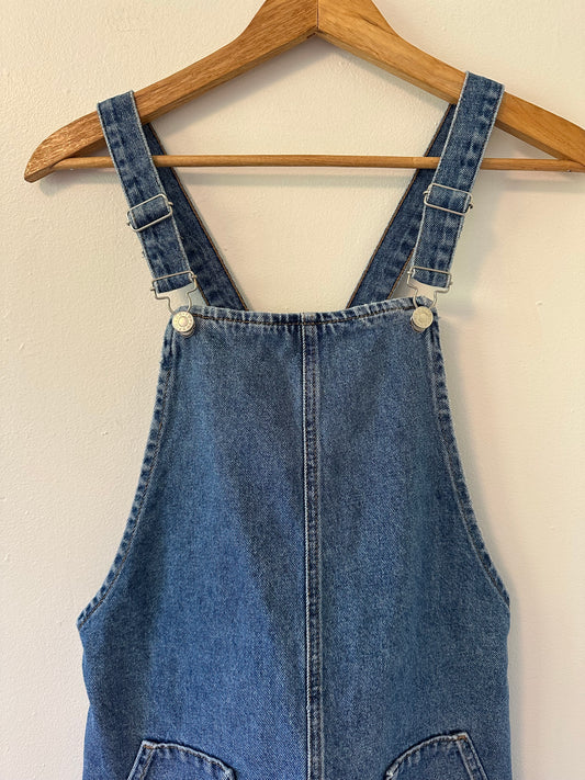 Topshop Denim Overall Mini Dress with Pockets | Size 2