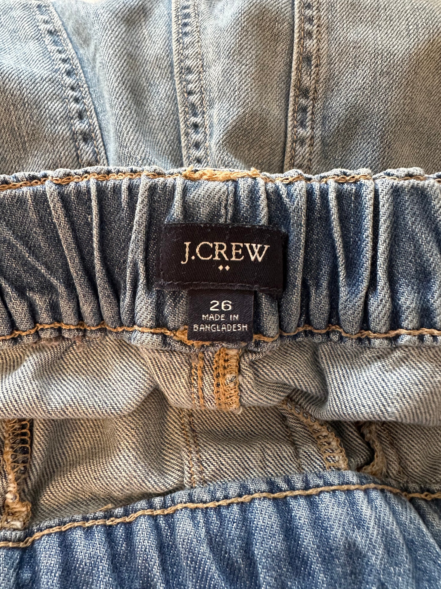 J. Crew Relaxed Fit Light Blue Jeans with Elastic Drawstring Waist | Size 26