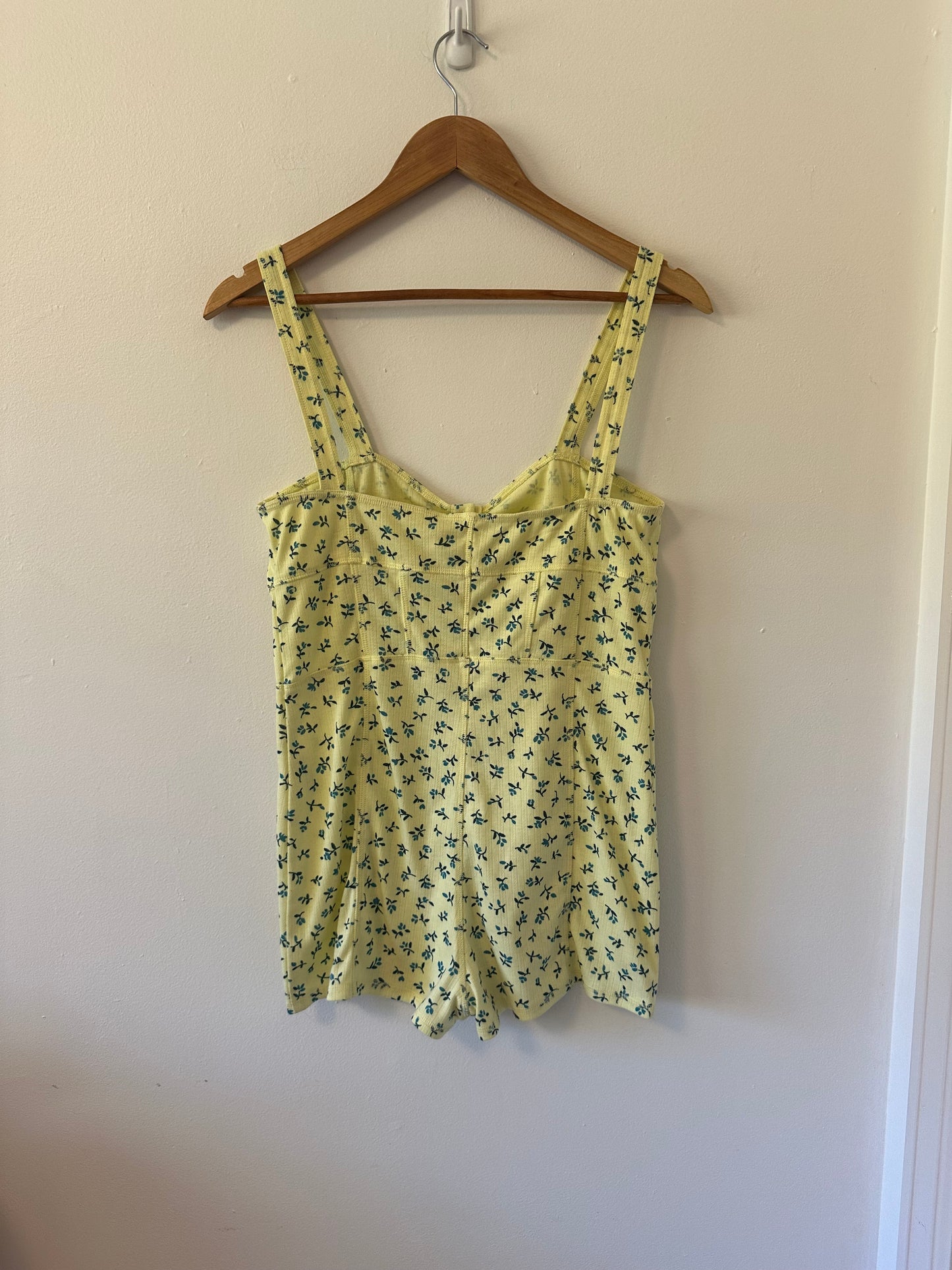 Anthropologie Yellow Floral Women's Pointelle Romper | Size Small
