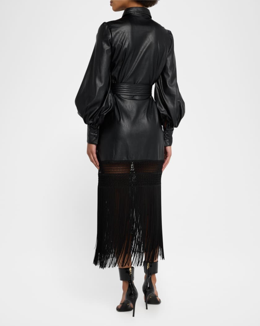 No Pise La Grama Black La Victoria Long-Sleeve Fringe Dress | Size 8