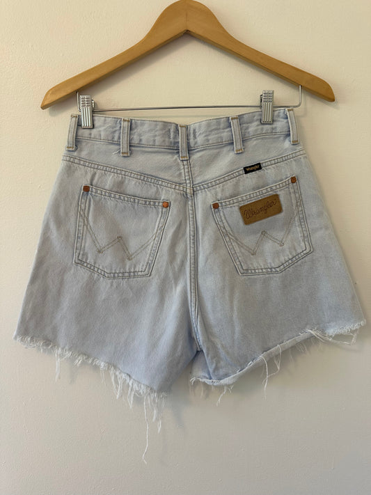 Wrangler A-Line Trick of The Trade Light Blue Frayed Hem Jean Shorts - Size 27