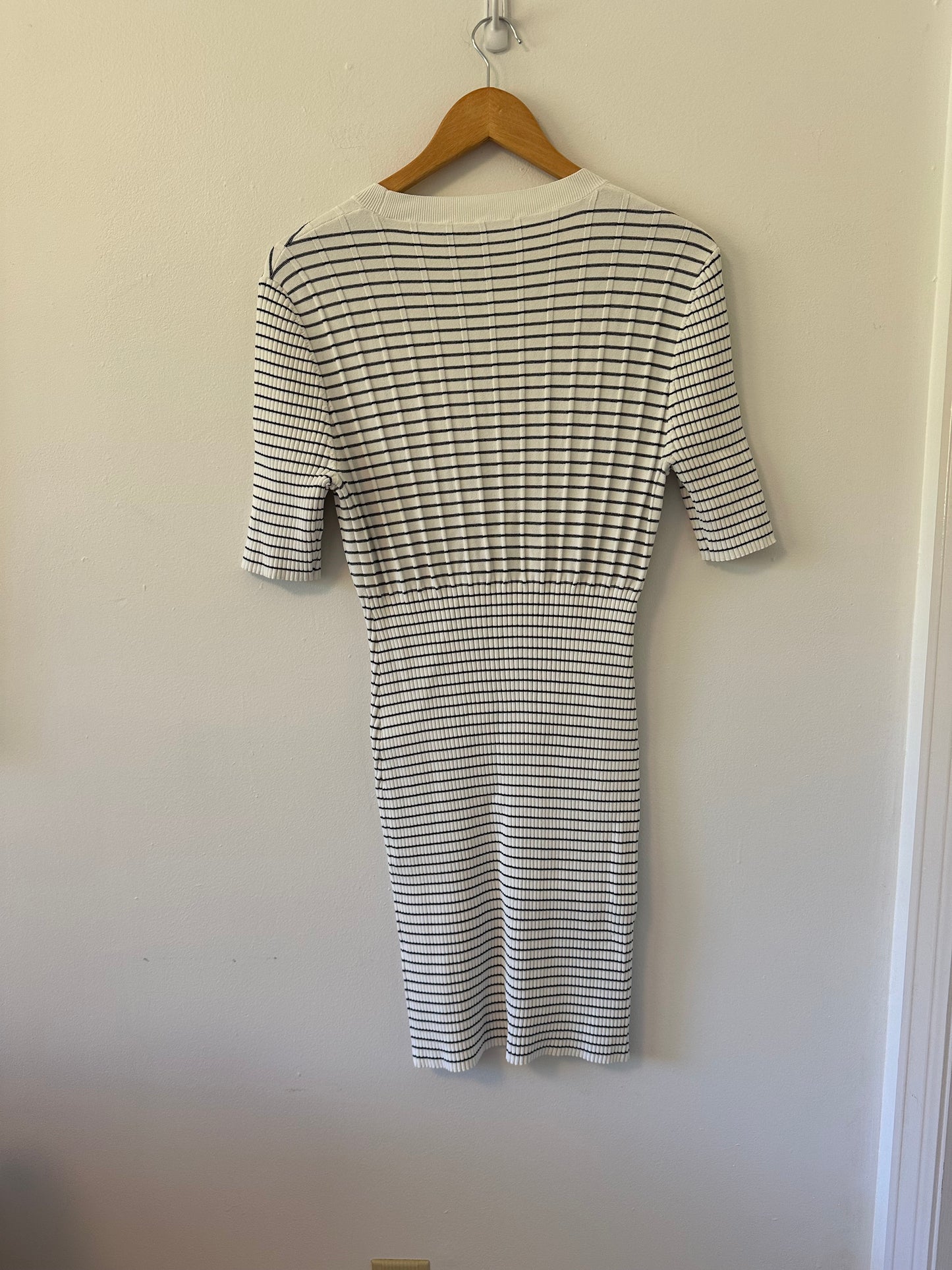 Frame Striped Black and White Knit Mini Dress | Size Extra Large