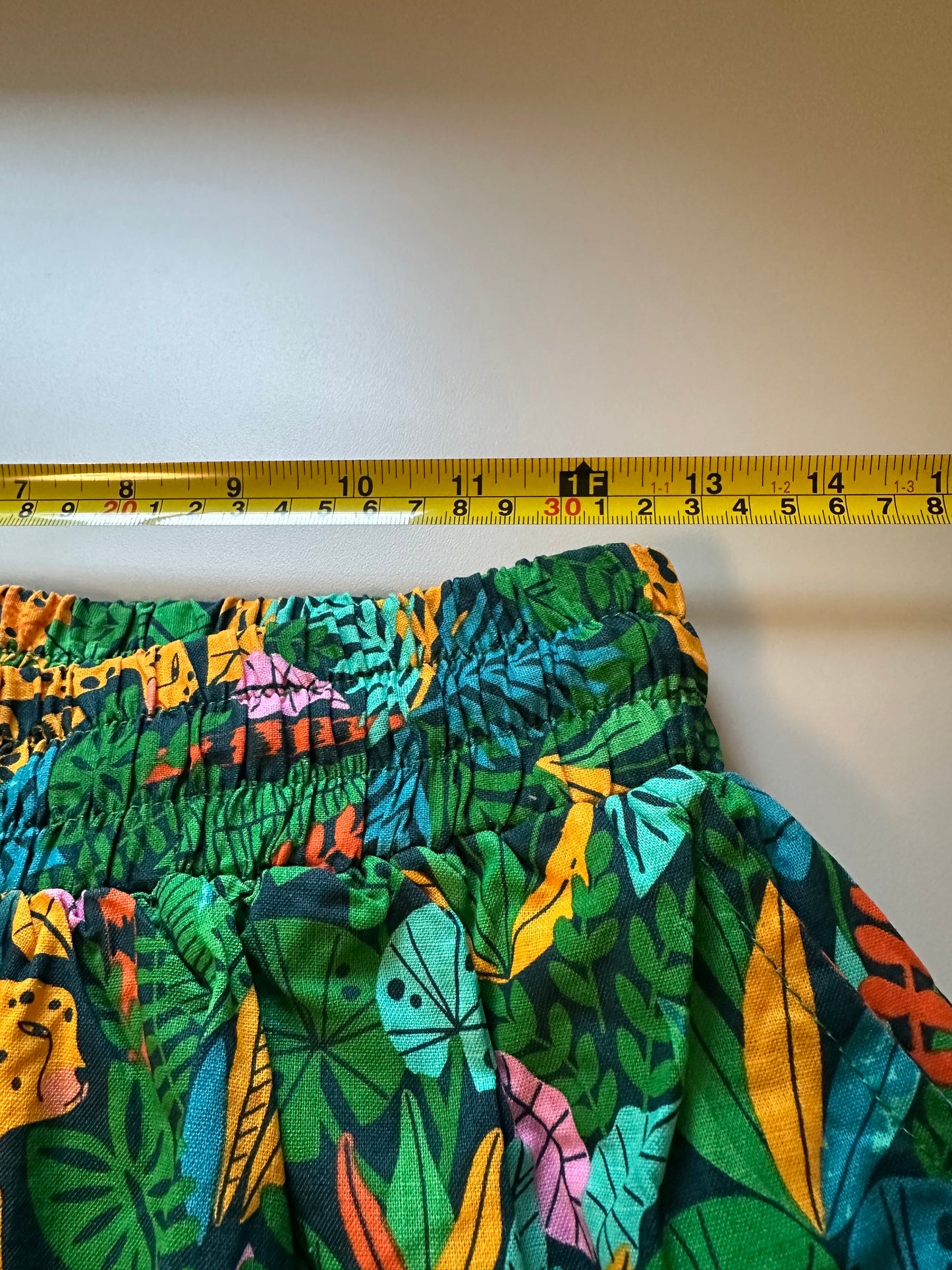 Palms Away - Tropical Print Green Elastic Waist Women's Shorts | Size XS
